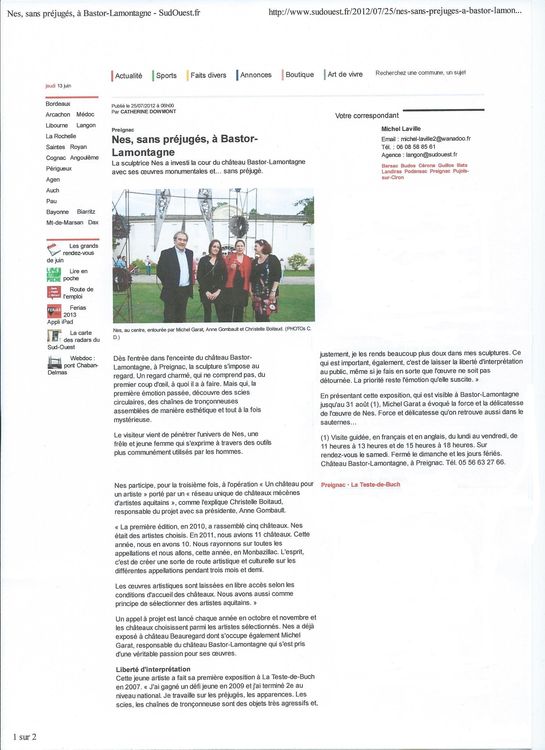 44-Sud-Ouest-25 juillet 2012-Nes sans préjugés à Bastor-Lamontagne