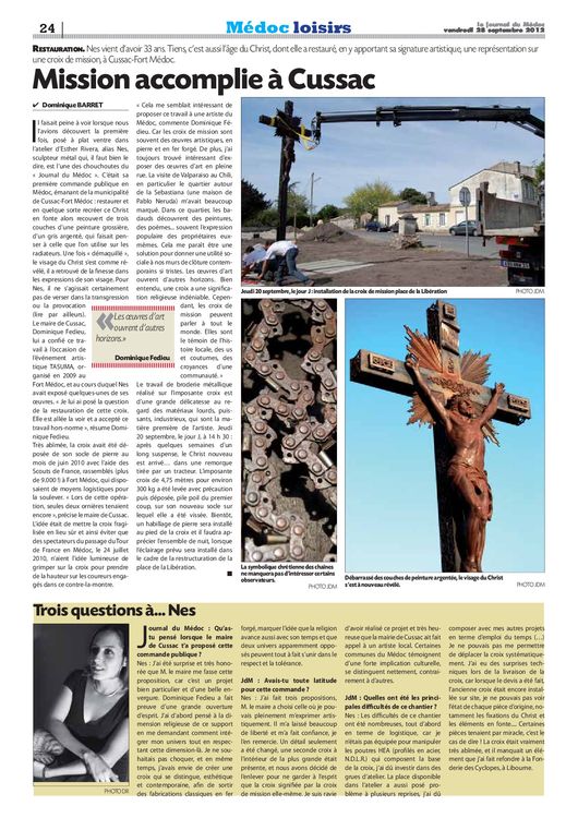 46- Journal du Médoc-Mission accomplie à Cussac-28/09/12